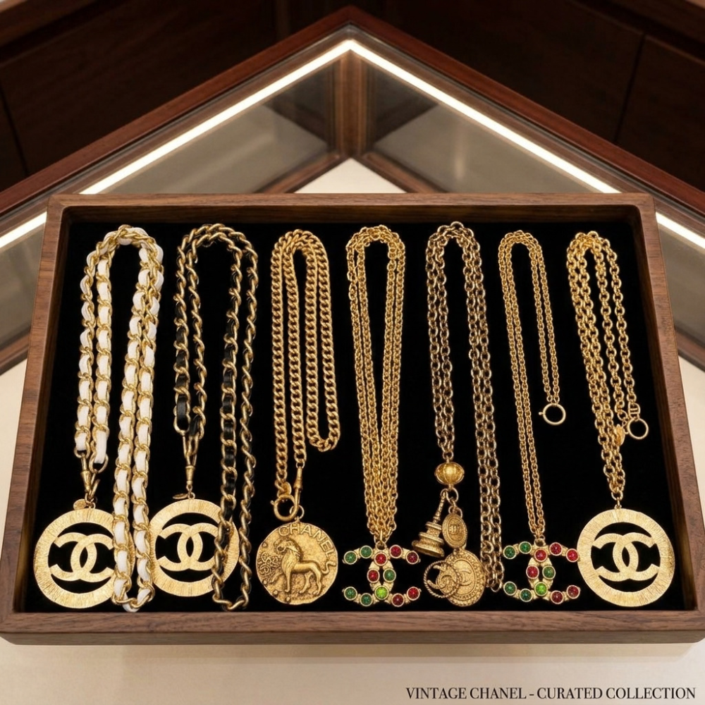 Test Product Gold Tone Large CC Medallion Statement Necklace